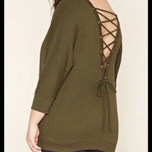 🌟PLUS SIZE tie lace back sweatshirt